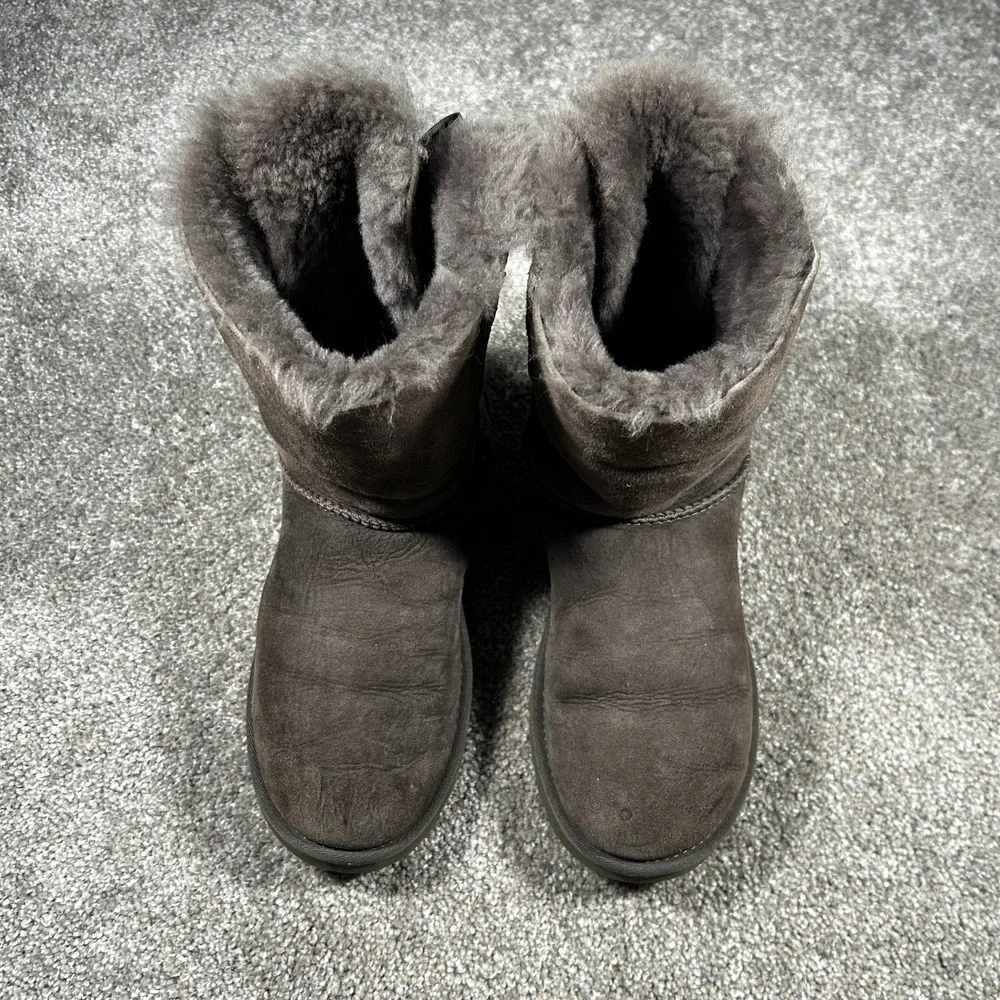 UGG Australia Bailey Bow II Grey Sheepskin Boots 1002954 Womens 7